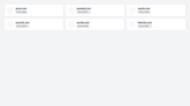 Thumbnail for prompt: Make a thumbnail for each domain, remove the cart icon, add a grey box around the price