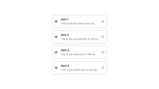 Thumbnail for prompt: Add a reordering icon next to the cards