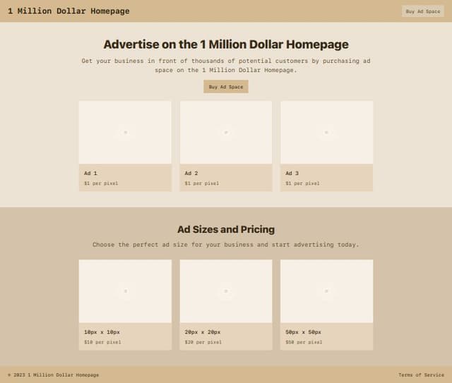 Thumbnail for prompt: Make clone of 1 million dollar homepage