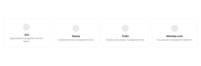 Thumbnail for prompt: multiple full width horizontal card to link Jira, asana, trello, monday to project