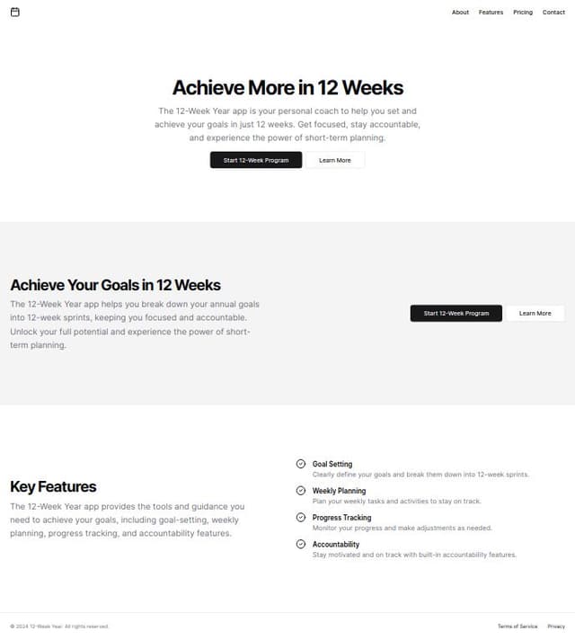 Thumbnail for prompt: ios app for 12 week year home page