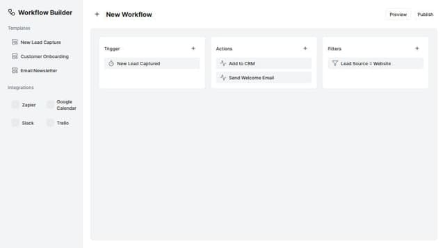 Thumbnail for prompt: workflow automation builder like zapier 