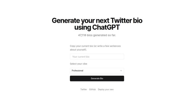 Thumbnail for prompt: Update the footer to have three links. Twitter, GitHub, and "Deploy Your Own"