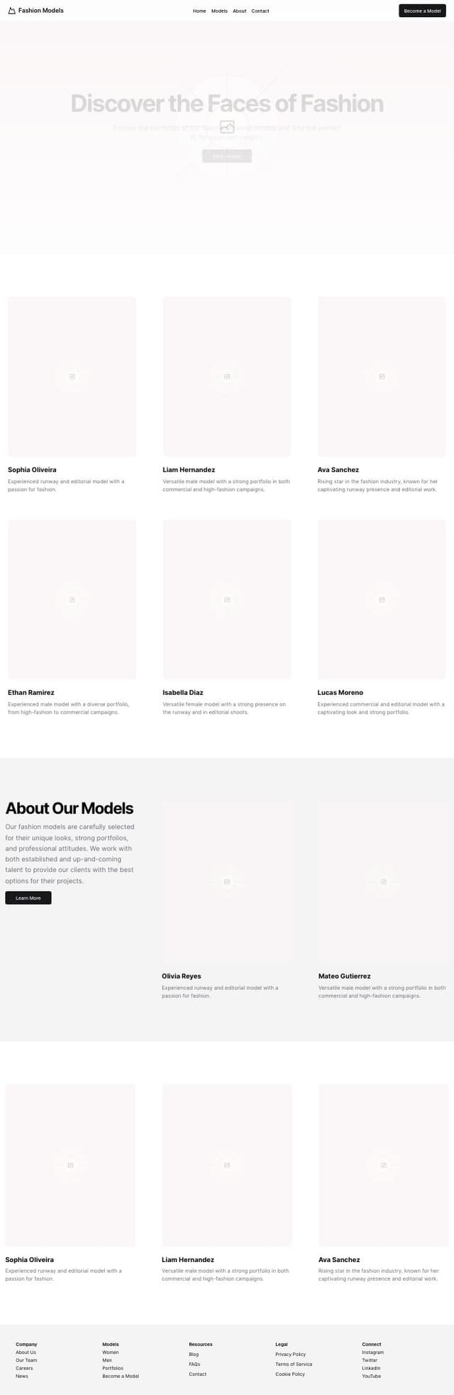 Thumbnail for prompt: fashion models website with parallax effects