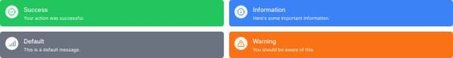 Thumbnail for prompt: Design 4 types of toast using tailwind. success, info, default and warn