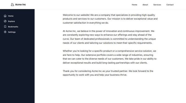 Thumbnail for prompt: fixed sidebar and fixed header and paragraphs