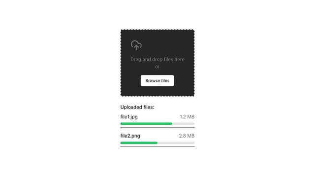 Thumbnail for prompt: Please make it dark mode. On File drag the dropzone should change background to a lighter gray one. 
