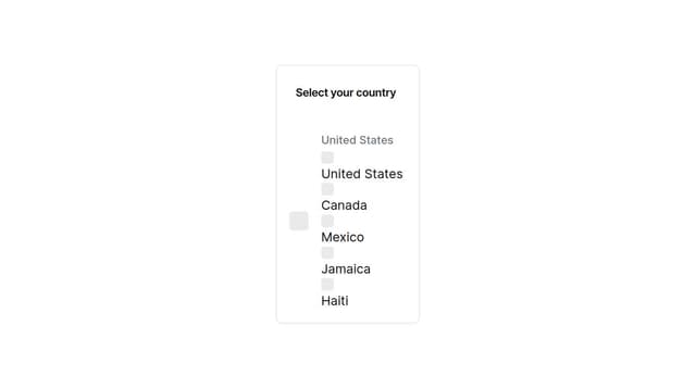 Thumbnail for prompt: make a country selector dropdown card during signup process for an ecommerce website using shadcn ui. It should contain country name and flag 