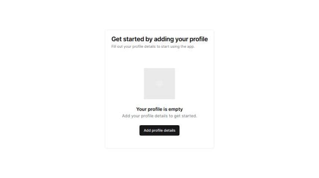 Thumbnail for prompt: Card with an empty state for getting started by adding your profile details