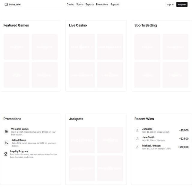Thumbnail for prompt: Make a gambling site like stake.com