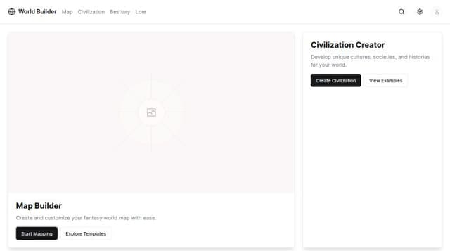 Thumbnail for prompt: A world building app for creating fantasy worlds. Sleek modern and modular