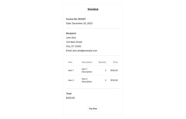 Thumbnail for prompt: Create a invoice component