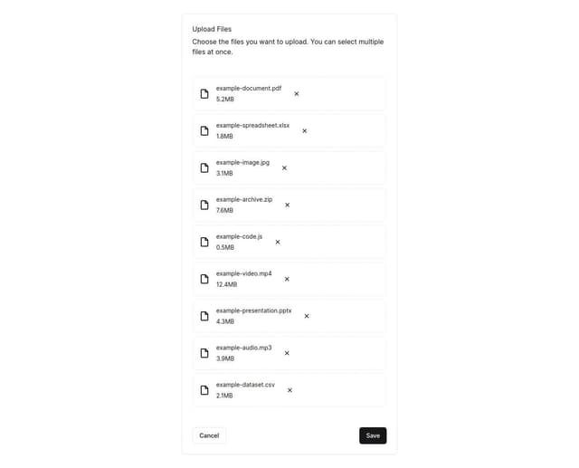 Thumbnail for prompt: multiple file upload component