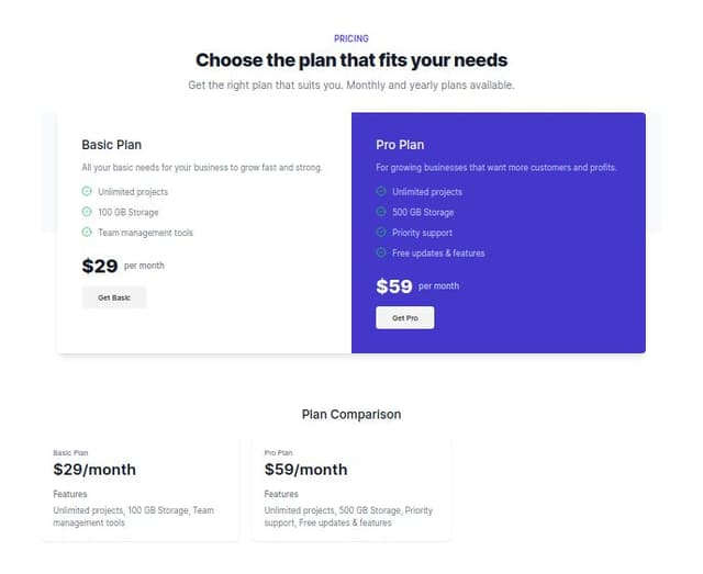 Thumbnail for prompt: generate a pricing page