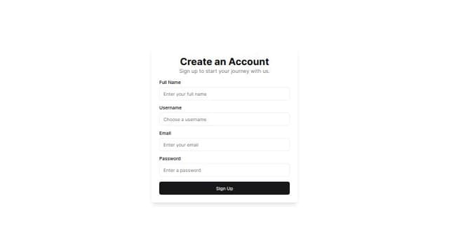 Thumbnail for prompt: create a user singup page that conatin fullname username gmail and password and upper user profile