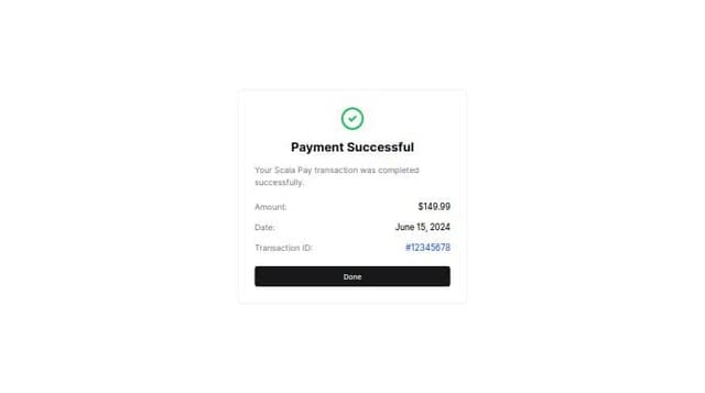 Thumbnail for prompt: give scala pay ui confirming payment via credit card page
