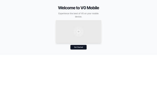 Thumbnail for prompt: Mobile layout with a hero banner that includes a picture of a mobile phone. On the mobile phones screen in the hero banner is the v0 logo