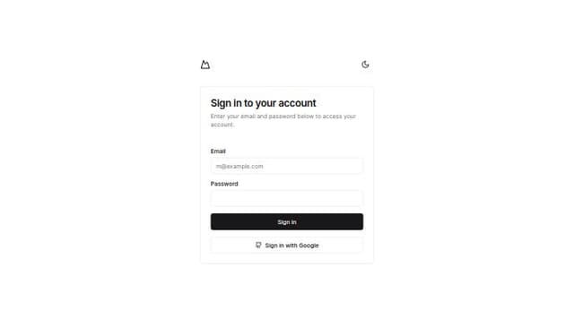 Thumbnail for prompt: create a login page, include vercel logo and auth using gmail, and option for dark mode