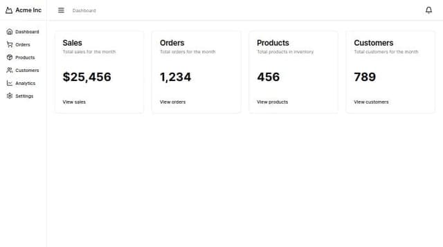 create an admin dashboard template using shadcn-vue with working ...