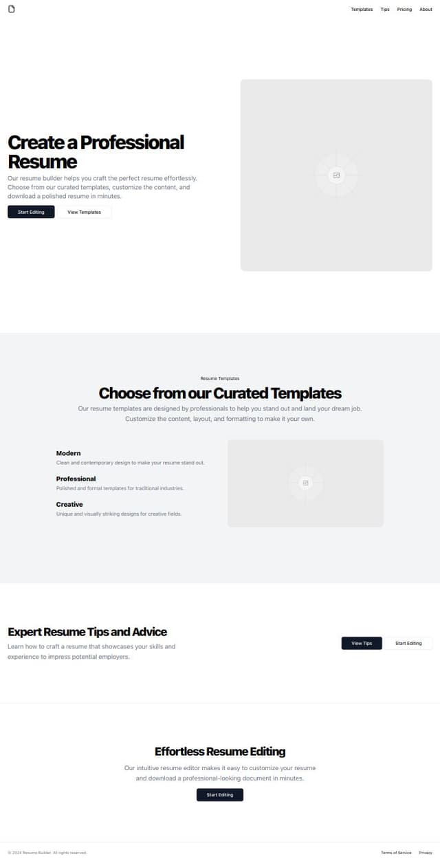 Thumbnail for prompt: resume editor website