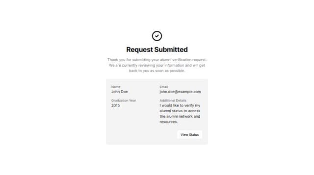 Thumbnail for prompt: make it a page after the request is submitted and is a pending request