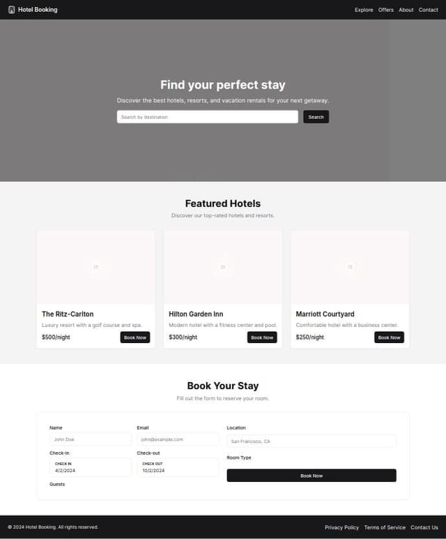 Thumbnail for prompt: build a booking hotel website