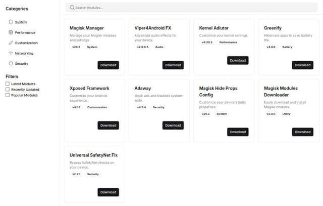 Thumbnail for prompt: magisk module repo loader ui design