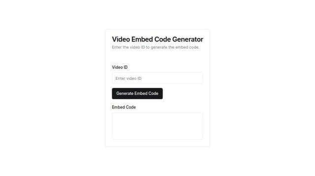 Thumbnail for prompt: ui for constructing a video embed code with just the video id