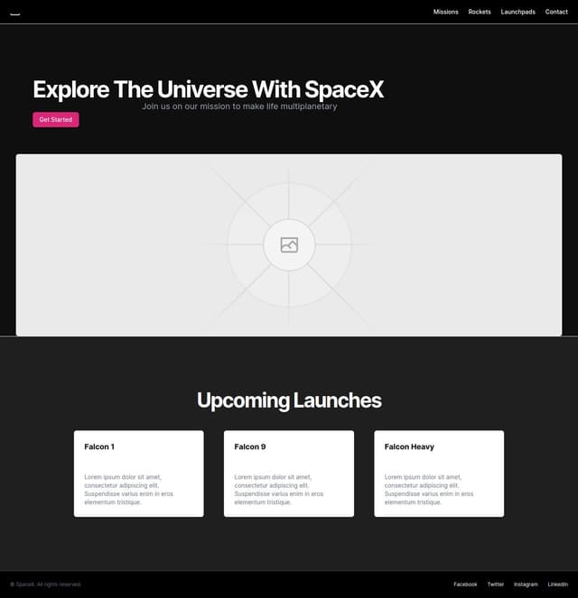 Thumbnail for prompt: a landing page for spaceX, cyberpunk style