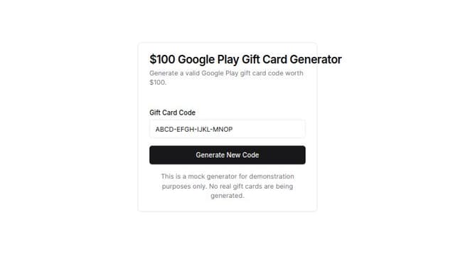 Thumbnail for prompt: $100 Google Play gift card generator 