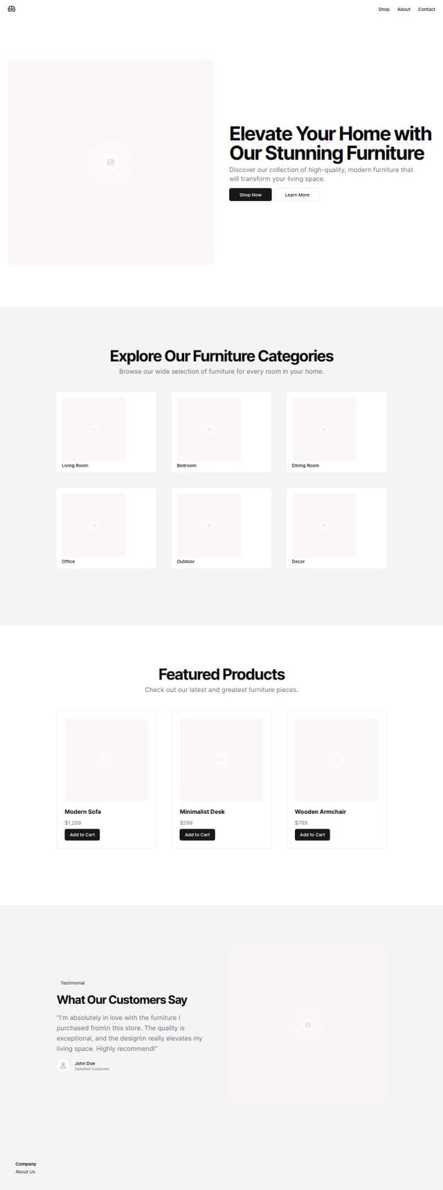 Thumbnail for prompt: Landing page for furniture Ecommere 