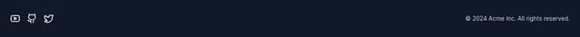 Thumbnail for prompt: Generate simple dardk footer using shadcn ui with social link for youtube, github, twitter