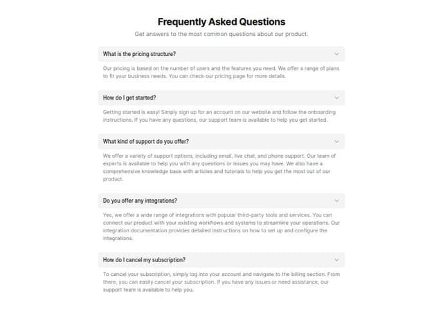 Thumbnail for prompt: FAQ page using shadcn