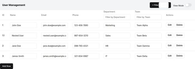 Thumbnail for prompt: when clicked open a popover menu with a dropdown menu for each table column header on the left side, and a text box on the right side