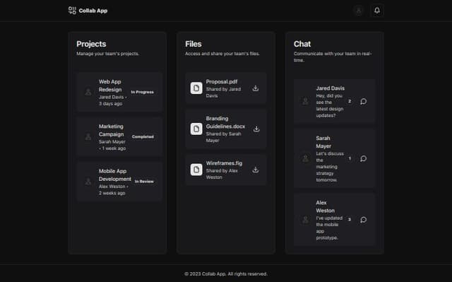 Thumbnail for prompt: Core features like user authentication, real-time updates, file sharing, and in-app messaging ensure seamless collaboration.