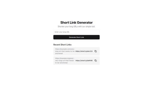 Thumbnail for prompt: Create a short link generator main page