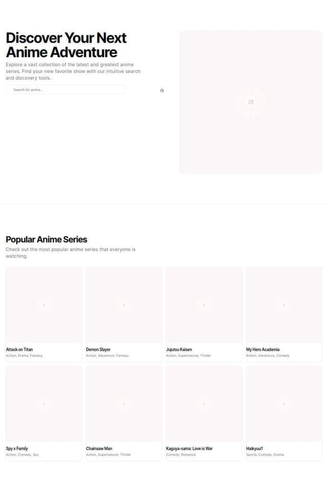 Thumbnail for prompt: Page for Anime watcher
