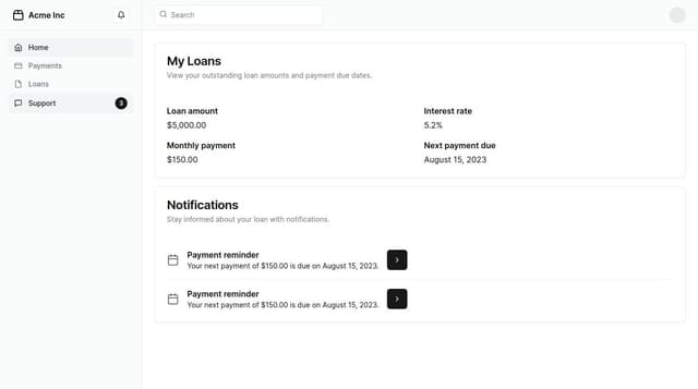 Thumbnail for prompt: Create a debt collection webapp that uses ai and chatbot to assist debtors to pay their loan it should have a ui section where they can see all their account details