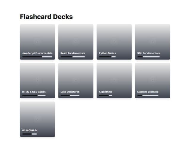 A modernistic & minimalist home page for a flashcards website. The home ...