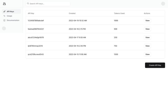 Thumbnail for prompt: Don't show cost n' stuff on the API key maker page, but add a "Create" button for the api key