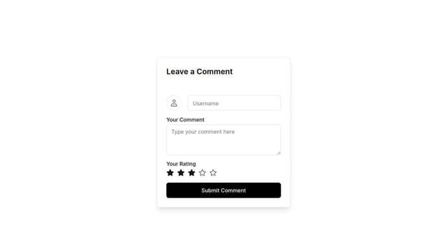 Thumbnail for prompt: Form comment with selecting rating (5 stars)