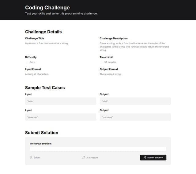 Thumbnail for prompt: add test case for submit solution and show status user, solver or not, and show attempts