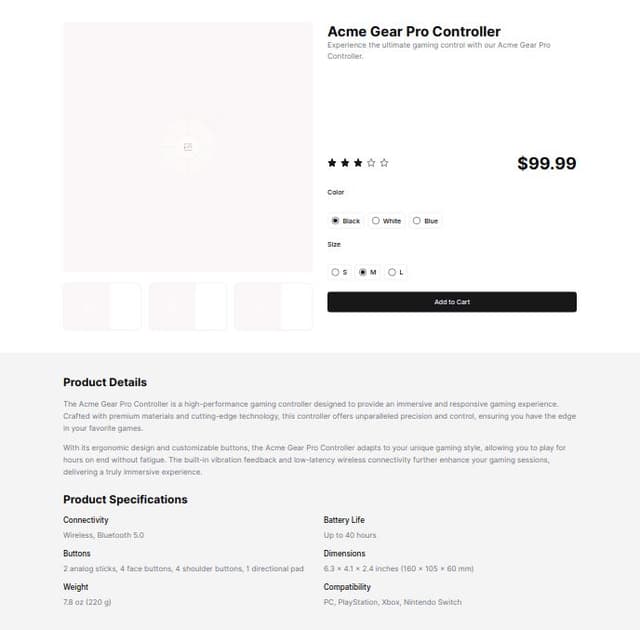 Thumbnail for prompt: E-commerce website detail product template