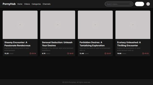 Thumbnail for prompt: a PornyHub UI design