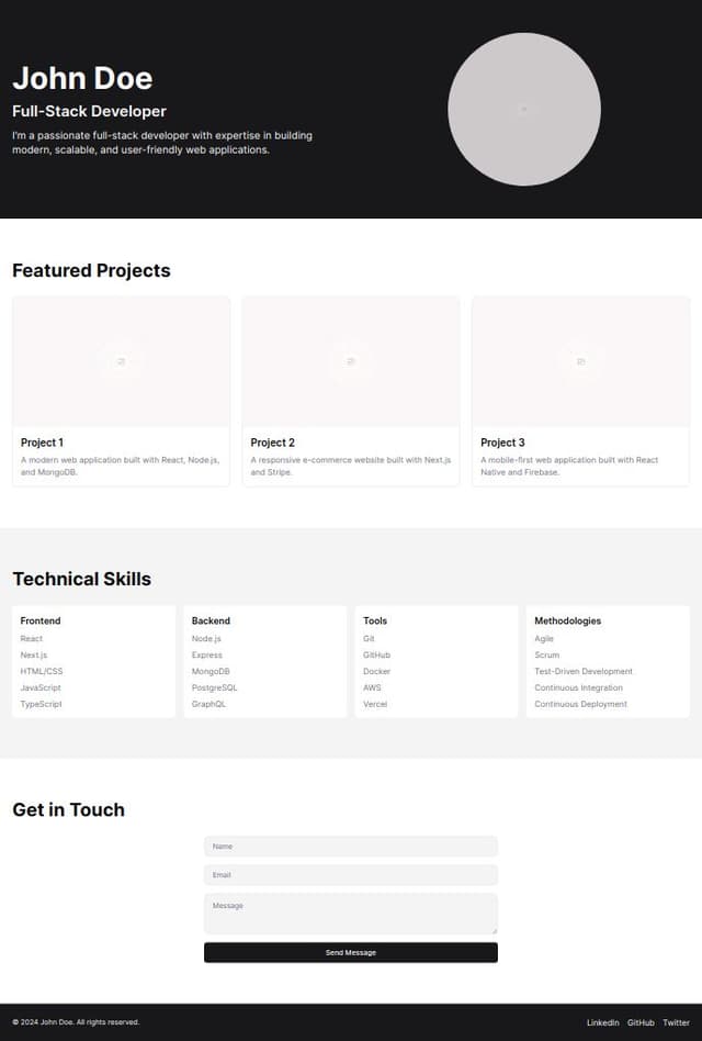 Thumbnail for prompt: create a developer portfolio template 