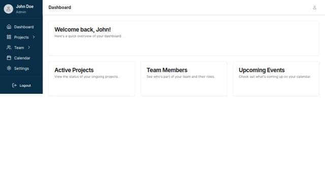 Thumbnail for prompt: Hagamos un dashboard con react, typescript y react-suite. Deberá tener dos partes principales: un sidenav del lado izquierdo y un main del lado derecho.
- El sidenav deberá ser de color azul(#082f47), deberá tener 3 partes importantes: su header en el que contendrá un avatar y un nombre de usuario. su body que será scrolleable según se requiera, con las opciones, de las cuales serán 5, y 2 de ellas serán dropdowns con 3 opciones mas cada una. y el footer con un botón de "cerrar sesión".

- El Main solo tendrá 2 partes importantes, el navbar(del mismo color que el sidenav) que tendrá el Brand al lado izquierdo, y un dropdown del lado derecho con opciones del usuario. Luego el main también tendrá la sección donde ira el contenido de la pagina.

Hacer notar que el dashboard deberá ser responsivo, y en caso de visualizarlo en móviles o tablets el sidenav deberá ocultarse y podrá ser abierto desde un botón en el navbar del main. 
