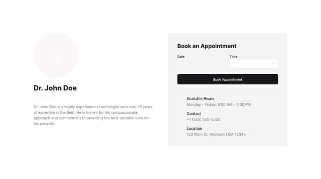 Thumbnail for prompt: name a doctor detailed page for my doctor booking app 