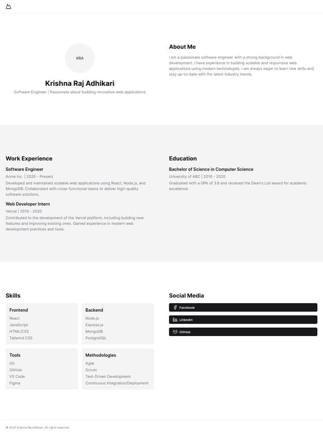 Thumbnail for prompt: generate my website profile My name is Krishna Raj Adhikari. you can use my Facebook Profile too. 