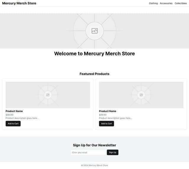 Thumbnail for prompt: a website for https://mercurywork.shop