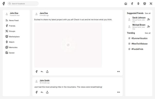 Thumbnail for prompt: FB UI design